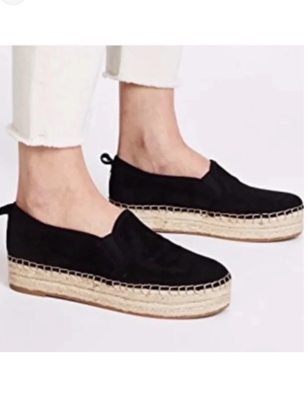 SAM EDELMAN Carrin Suede Platform Espadrilles Slip On Sandals Shoes Black 8